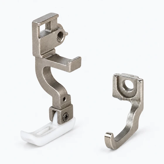Zipper-attaching presser foot, left, 3 mm, side feed, for leather.