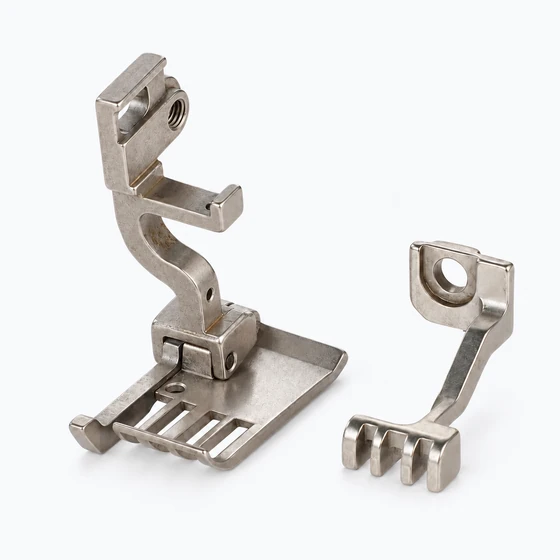 Left-edge presser foot, 2 mm, 4 rows of teeth, with movable edge guide.