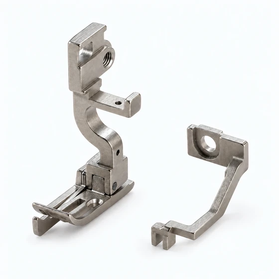 Topstitching presser foot, left, 6 mm, with movable edge guide.