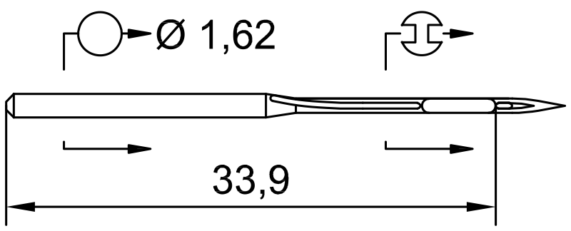 SCHMETZ 52X7 · схема или вид иглы