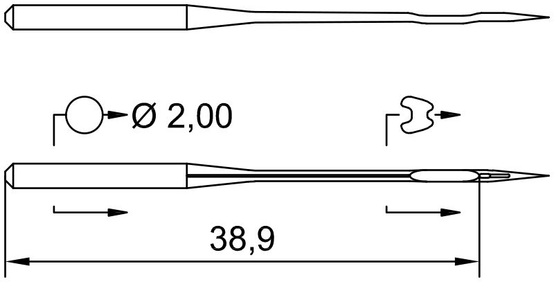 SCHMETZ 3651-01 MR · схема или вид иглы