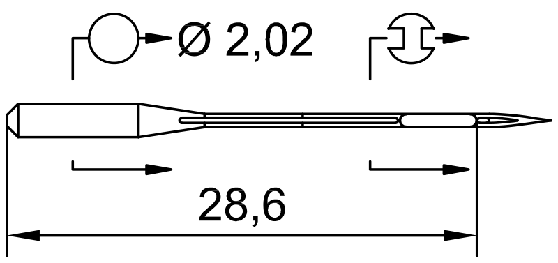 SCHMETZ DMX13 · схема или вид иглы