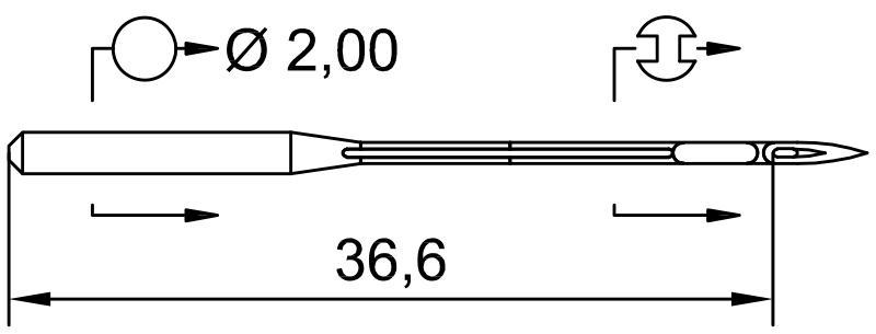 SCHMETZ B-64 · схема или вид иглы