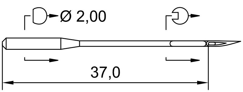 SCHMETZ 1827 · схема или вид иглы