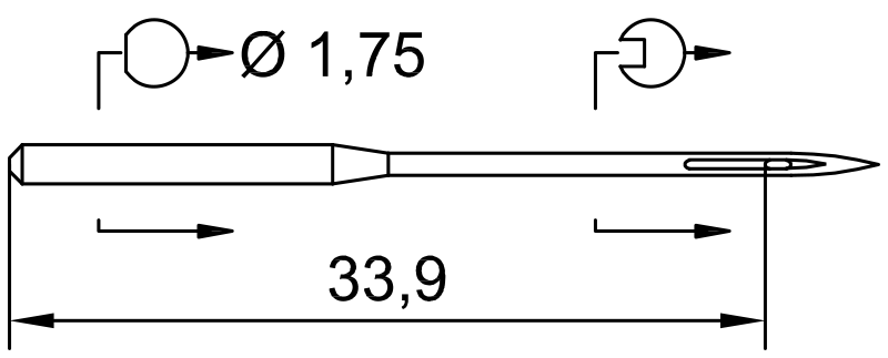 SCHMETZ 727 F · схема или вид иглы