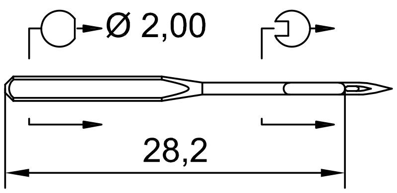 SCHMETZ 24X1 · схема или вид иглы