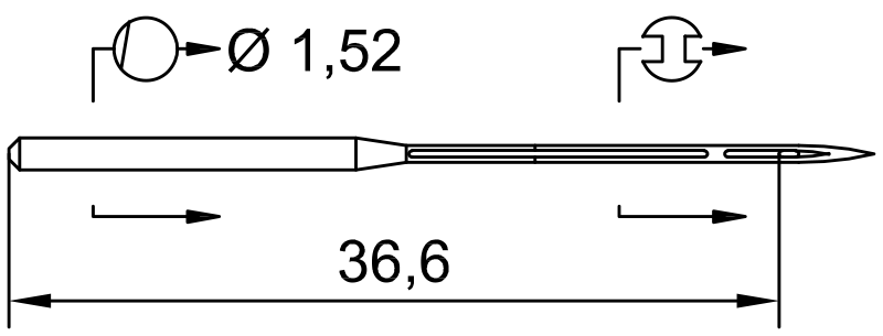 SCHMETZ UY 118 GAS · схема или вид иглы