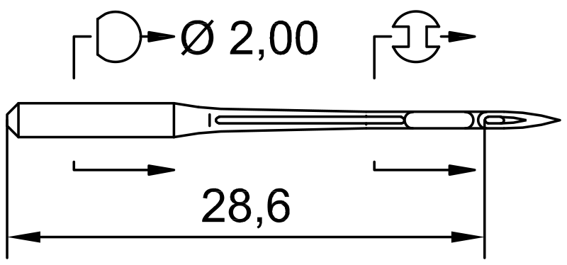 SCHMETZ B-27 · схема или вид иглы