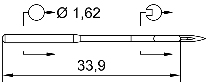 SCHMETZ 287 WH · схема или вид иглы