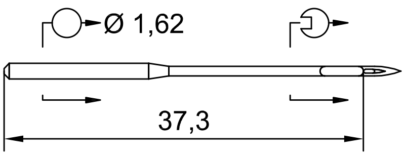 SCHMETZ 108X1 · схема или вид иглы