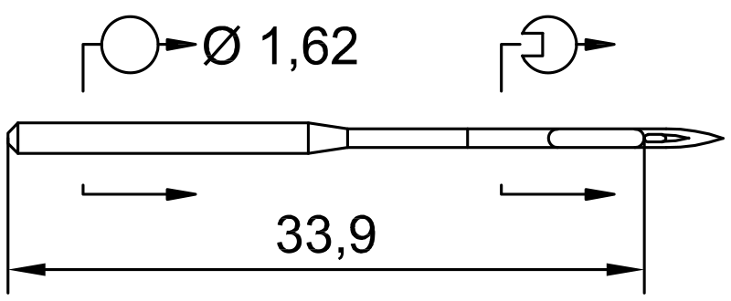 SCHMETZ 1738 · схема или вид иглы